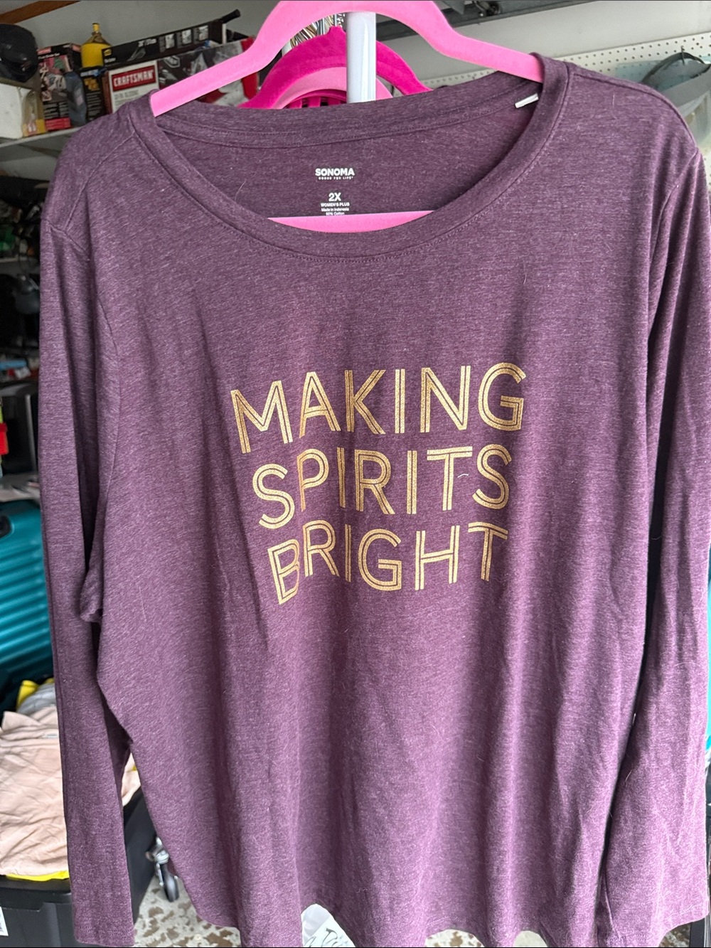 Sonoma Plum Long-Sleeve Tee with Gold Script
